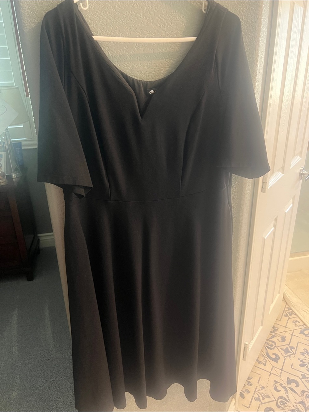 City Chic Black Midi A-Line Dress